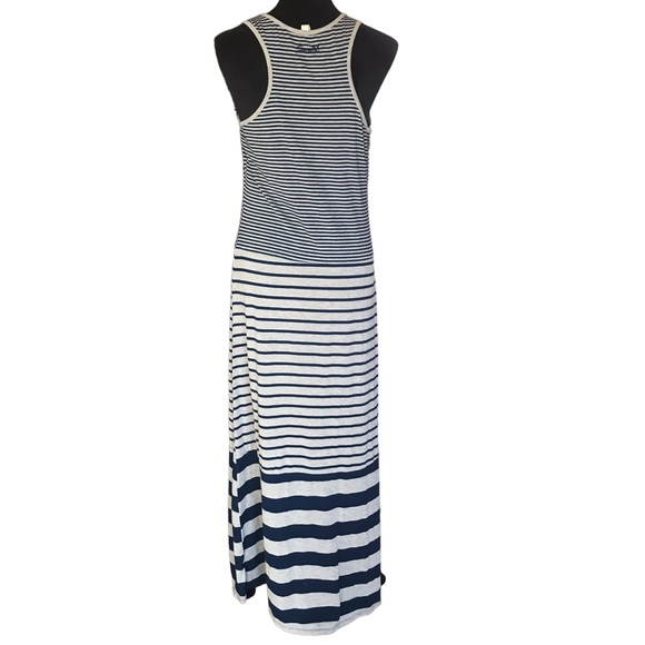 Seven7 Navy Blue and Gray Sleeveless and Striped Maxi Dress - Picture 9 of 10